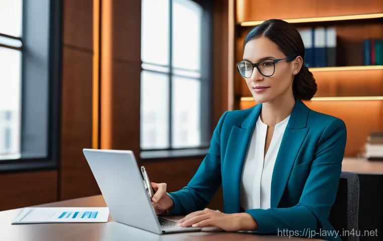 변호사 실무 노하우 - **Prompt 1: "A professional and diverse female lawyer, aged 30-40s, with a smart and confident expre...