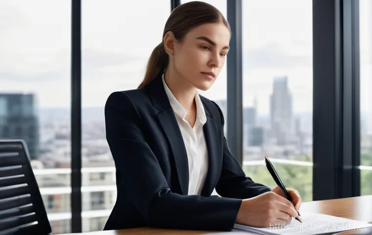 변호사 로펌 입사 프로세스 - **Prompt:** A focused and ambitious young university student, early 20s, with short, neat hair, sitt...