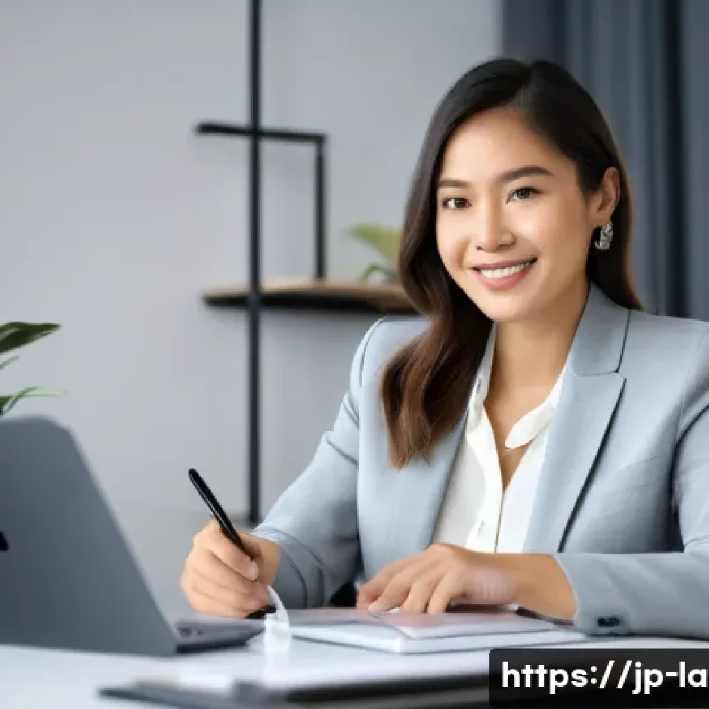 변호사와 법률 서비스 혁신 사례 - **Prompt:** A young professional woman, approximately 30 years old, with a warm and approachable exp...