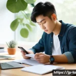 변호사 자격증 취득 방법 - A focused young Japanese law student studying efficiently at a modern desk in a bright room, surroun...