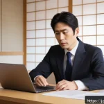 변호사로 성공하는 데 필요한 소프트 스킬 - A professional Japanese lawyer in a modern office setting, attentively listening to a client with em...
