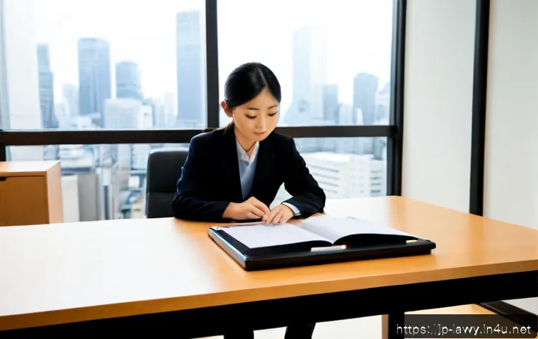 변호사와 법률 자문 프로젝트 - Photorealistic Japanese corporate lawyer and small business owner seated across a clean wooden confe...